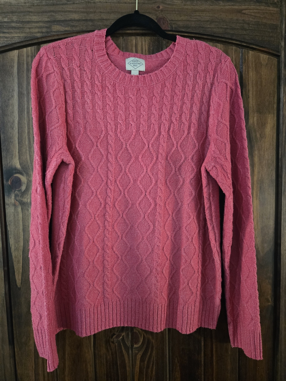 St. John's Bay Cable Knit Crewneck Sweater - Coral Pink